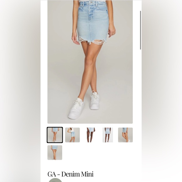 Good American Frayed Hem Distressed Denim Mini Skirt - Picture 5 of 5